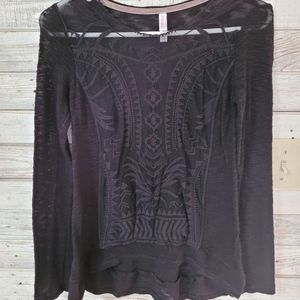 Xhilaration small black sweater with lace on front
